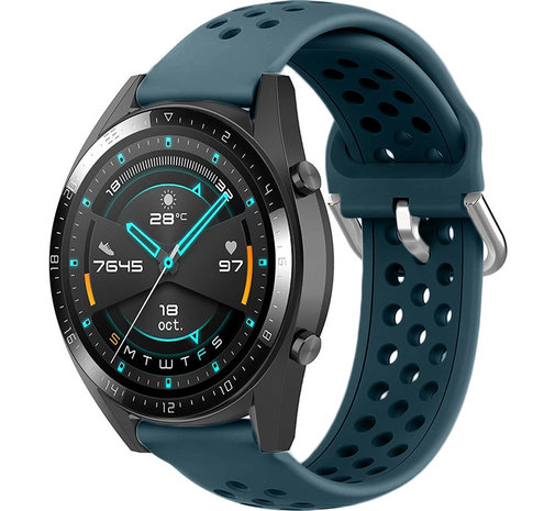 Strap-it Strap-it Bracelet silicone avec trous pour Huawei Watch GT 2 (vert roche)