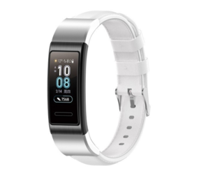 Strap-it Bracelet cuir Huawei Band 3/4 Pro (blanc)