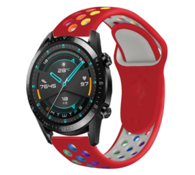 Strap-it Bracelet sport Huawei Watch GT 2 (rouge et multicolore) Strap-it Bracelet sport Huawei Watch GT 2 (rouge et multicolore)