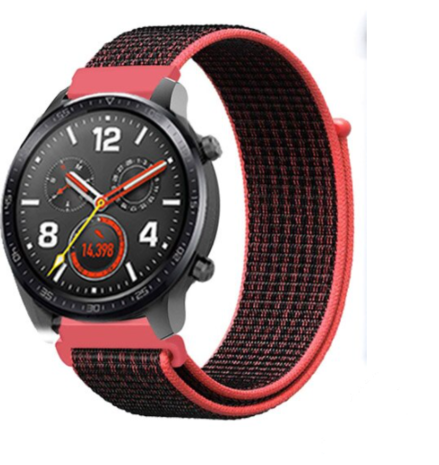Strap-it Strap-it Bracelet nylon Huawei Watch GT 2  (noir/rouge)