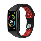 Strap-it Bracelet Sport Huawei Band 6 (noir/rouge)