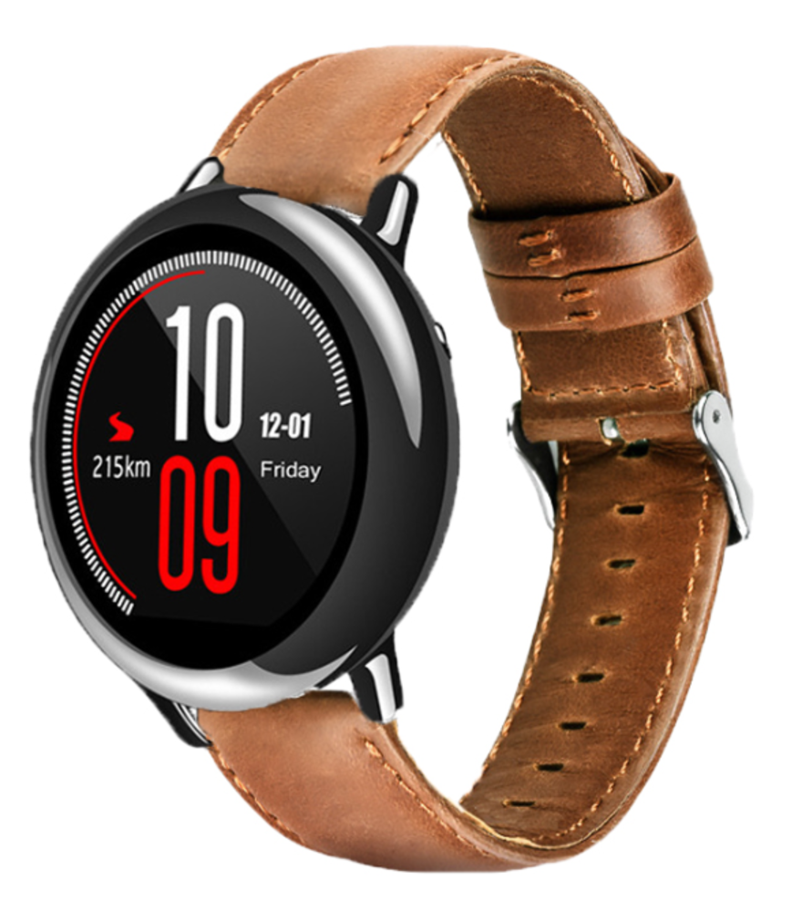Bracelet cuir Xiaomi Amazfit Pace marron Braceletsmartwatch