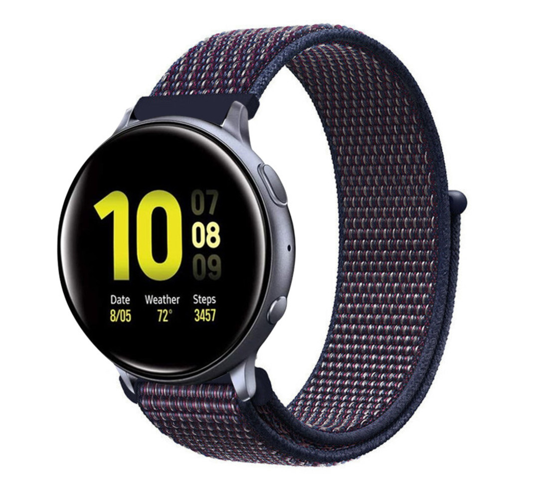 Strap-it Strap-it Bracelet nylon Samsung Galaxy Watch Active (violet-bleu)