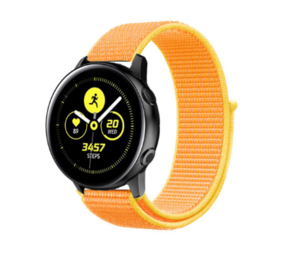 Strap-it Bracelet nylon Samsung Galaxy Watch Active (jaune clair)