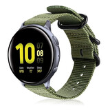 Strap-it Bracelet nylon boucle Samsung Galaxy Watch Active (vert)