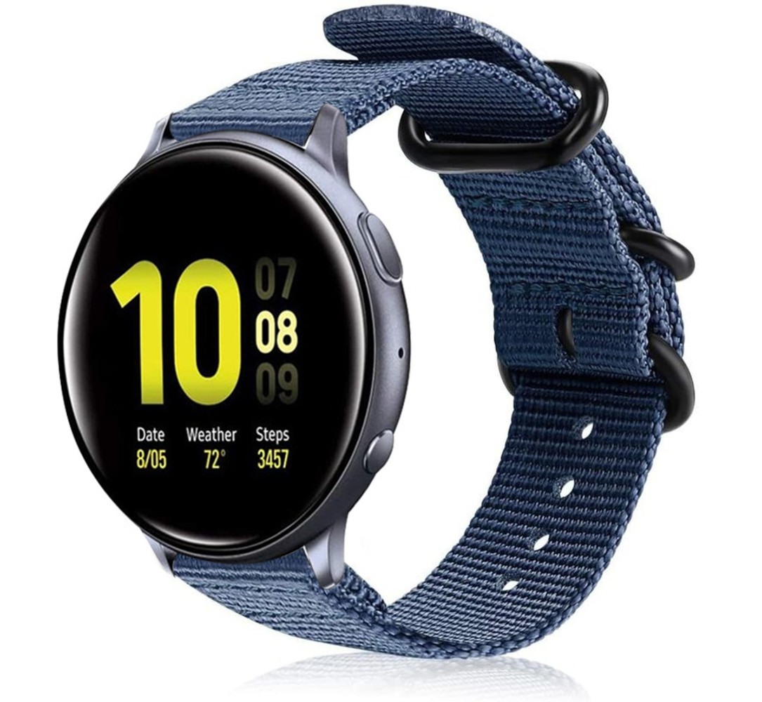 Strap-it Strap-it Bracelet nylon boucle Samsung Galaxy Watch Active (bleu)
