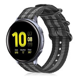Strap-it Bracelet nylon boucle Samsung Galaxy Watch Active (noir/gris)