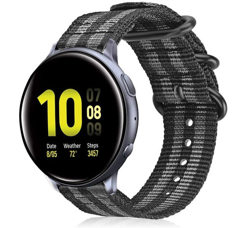 Strap-it Strap-it Bracelet nylon boucle Samsung Galaxy Watch Active (noir/gris) Strap-it Strap-it Bracelet nylon boucle Samsung Galaxy Watch Active (noir/gris)