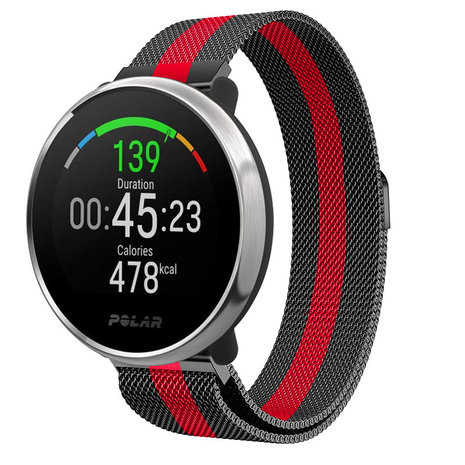 Strap-it Strap-it Bracelet Milanais Polar Ignite (noir/rouge)