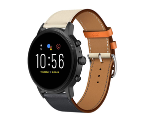 Strap-it Bracelet cuir Fossil Gen 5 (blanc/bleu foncé)