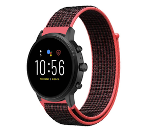 Strap-it Bracelet nylon Fossil Gen 5 (noir/rouge)