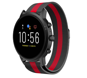 Strap-it Bracelet Milanais Fossil Gen 5 (noir/rouge)