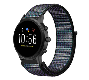 Strap-it Bracelet nylon Fossil Gen 5 (noir/bleu)