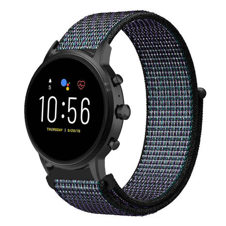 Strap-it Strap-it Bracelet nylon Fossil Gen 5 (noir/bleu)