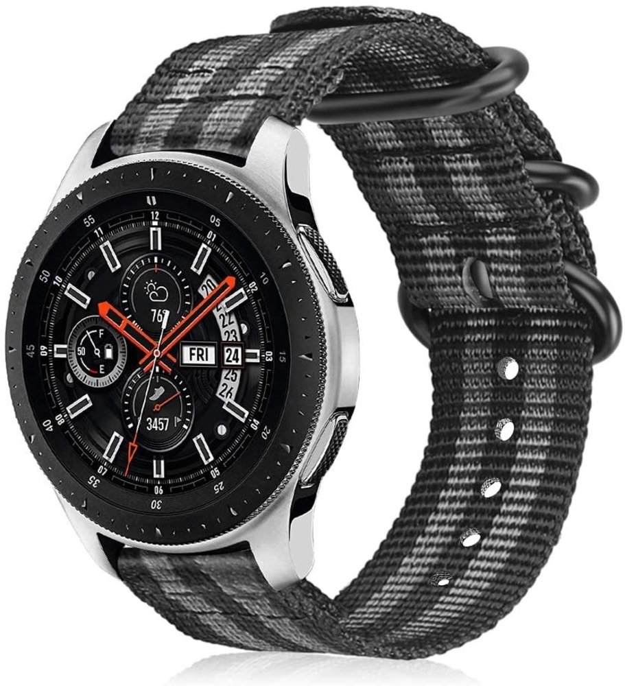 Strap-it Strap-it Bracelet nylon boucle Samsung Galaxy Watch 46mm (noir/gris)