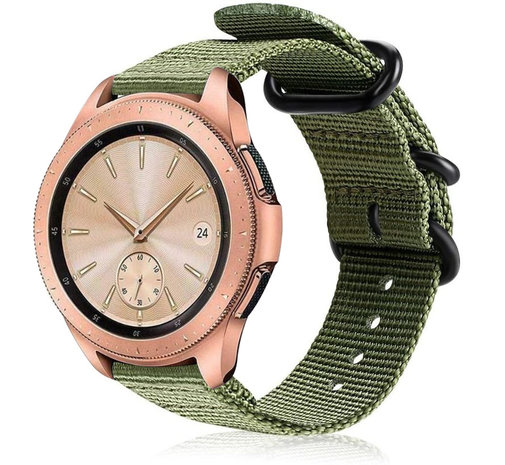 Strap-it Strap-it Bracelet nylon boucle Samsung Galaxy Watch 42 mm (vert)