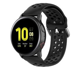 Strap-it Bracelet silicone avec trous Samsung Galaxy Watch 42mm (noir)