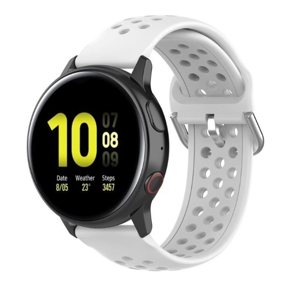 Strap-it Strap-it Bracelet silicone avec trous Samsung Galaxy Watch 42mm (blanc)