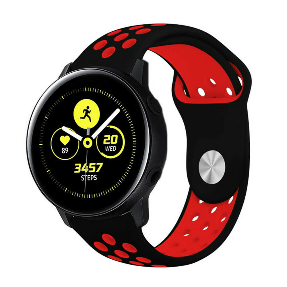Strap-it Strap-it Bracelet sport Samsung Galaxy Watch Active (noir rouge)