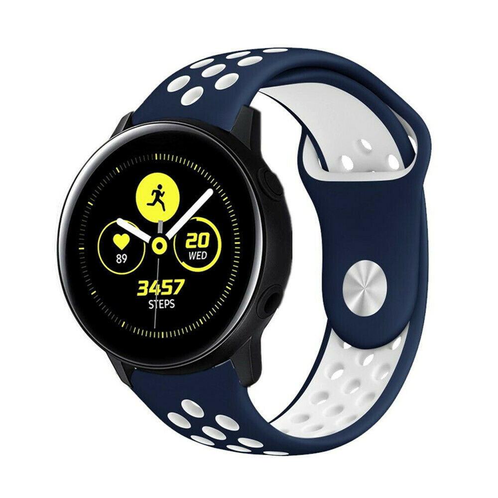 Strap-it Strap-it Bracelet sport Samsung Galaxy Watch Active (bleu/blanc) Strap-it Strap-it Bracelet sport Samsung Galaxy Watch Active (bleu/blanc)