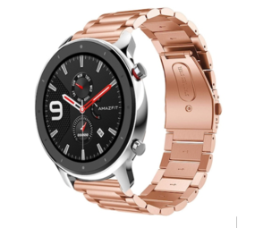 Strap-it Bracelet acier Xiaomi Amazfit GTR (or rose)