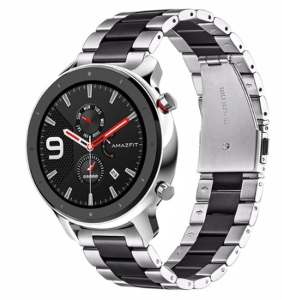 Strap-it Strap-it Bracelet acier Xiaomi Amazfit GTR (argent/noir) Strap-it Strap-it Bracelet acier Xiaomi Amazfit GTR (argent/noir)