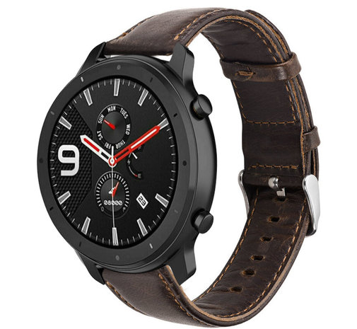 Strap-it Strap-it Bracele cuir Xiaomi Amazfit GTR (marron foncé)