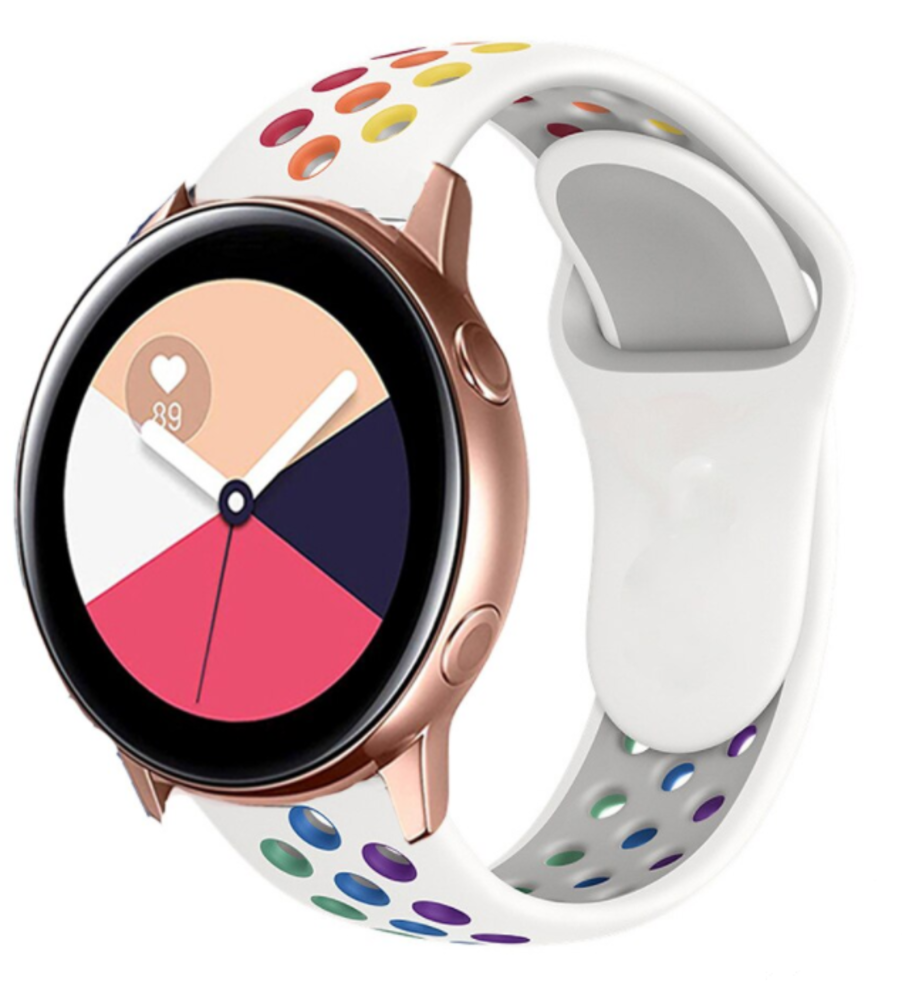 Strap-it Strap-it Bracelet sport Samsung Galaxy Watch Active (blanc et multicolore)