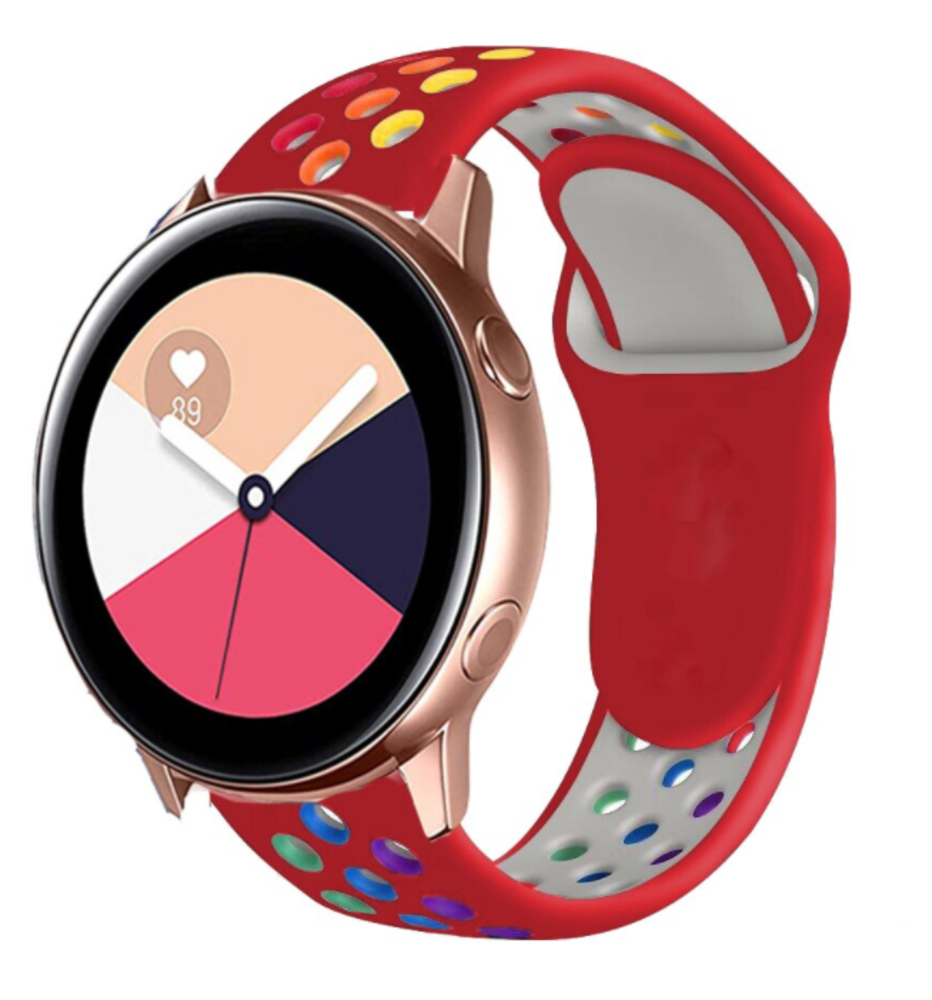 Strap-it Strap-it Bracelet sport Samsung Galaxy Watch Active (rouge et multicolore) Strap-it Strap-it Bracelet sport Samsung Galaxy Watch Active (rouge et multicolore)