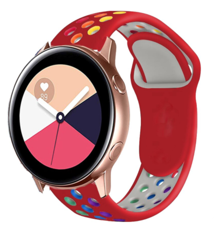Strap-it Strap-it Bracelet sport Samsung Galaxy Watch Active (rouge et multicolore) Strap-it Strap-it Bracelet sport Samsung Galaxy Watch Active (rouge et multicolore)