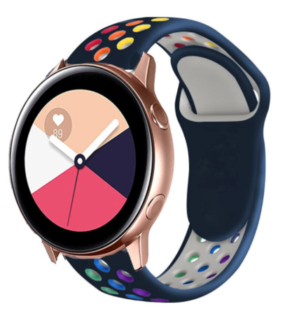 Strap-it Strap-it Bracelet sport Samsung Galaxy Watch Active (bleu foncé et multicolore)