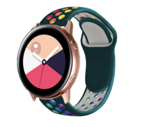 Strap-it Bracelet Sport Samsung Galaxy Watch Active (Vert Pin et multicolore)