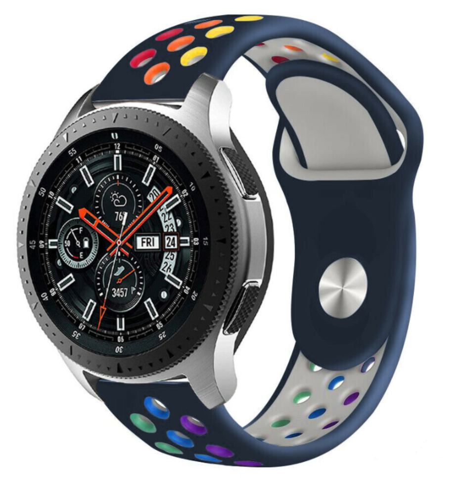 Strap-it Strap-it Bracelet sport Samsung Galaxy Watch 46mm (bleu foncé et multicolore) Strap-it Strap-it Bracelet sport Samsung Galaxy Watch 46mm (bleu foncé et multicolore)