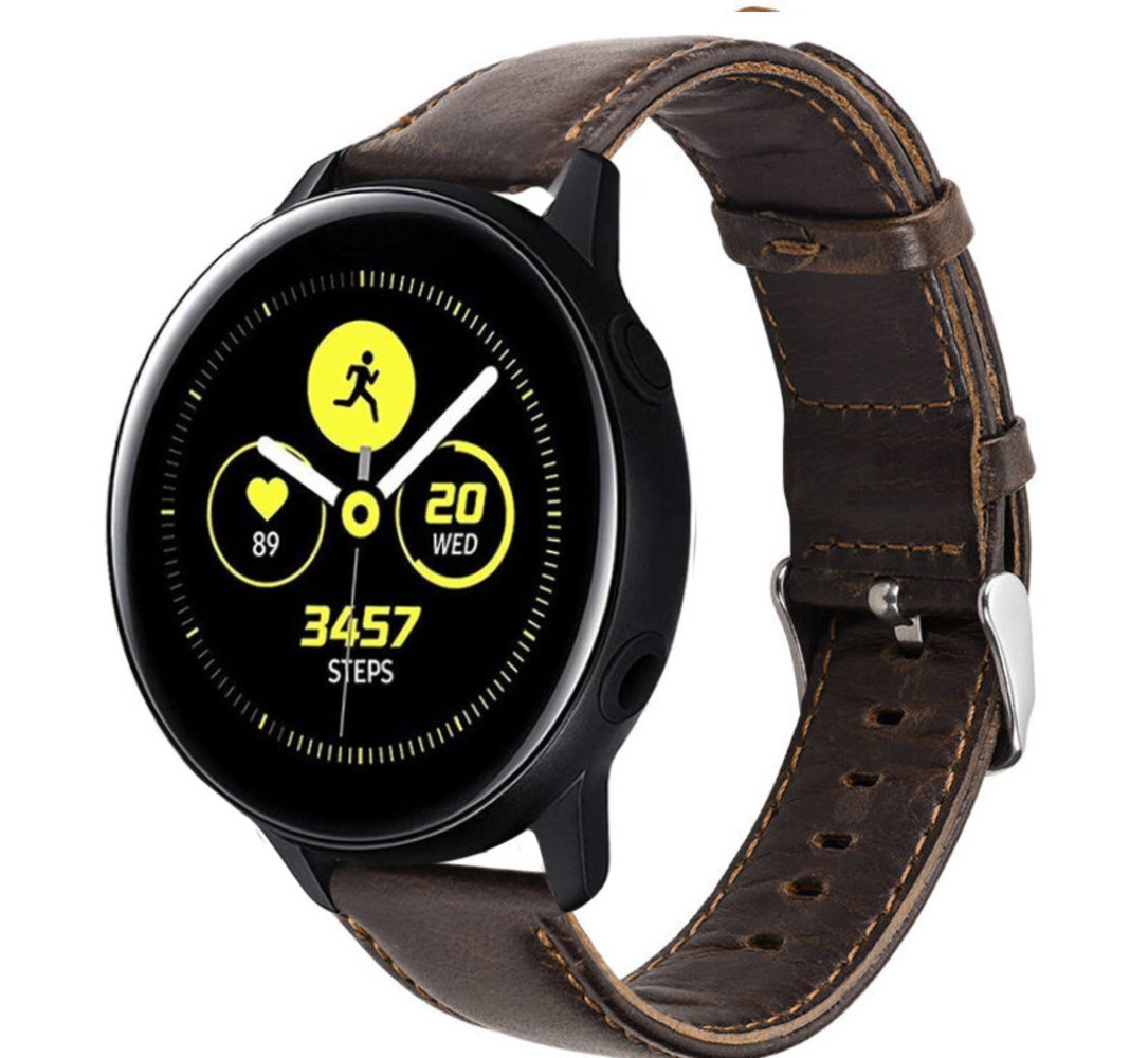 Strap-it Strap-it Bracelet cuir Samsung Galaxy Watch Active (marron foncé)