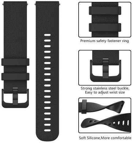 Strap-it Strap-it Bracelet silicone Garmin Vivomove 3s - 39mm - noir