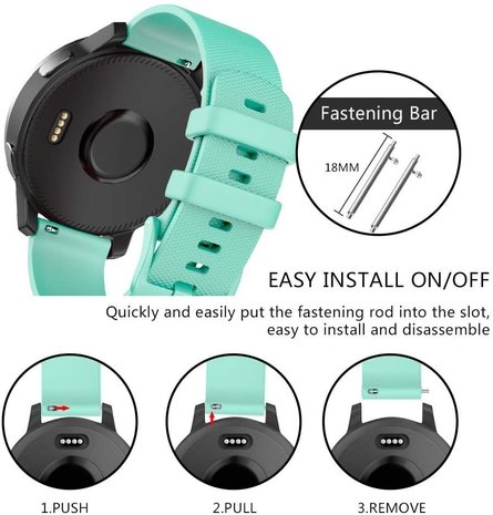 Strap-it Strap-it Bracelet silicone Garmin Vivomove 3s - 39mm - aqua
