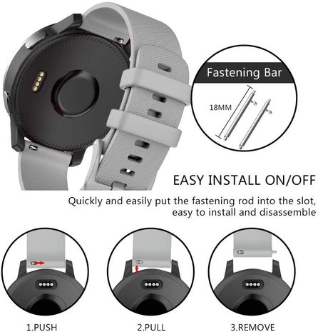 Strap-it Strap-it Bracelet silicone Garmin Vivomove 3s - 39mm - gris