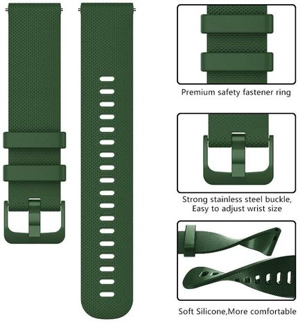 Strap-it Strap-it Bracelet silicone Garmin Vivomove 3s - 39mm - vert armée