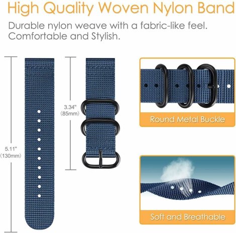 Strap-it Strap-it Bracelet nylon boucle Garmin Vivoactive 4 - 45mm - bleu