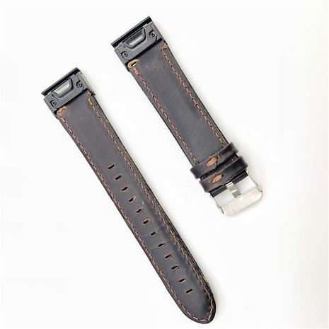 Bracelet cuir Garmin Fenix 5 6 marron fonce Braceletsmartwatch