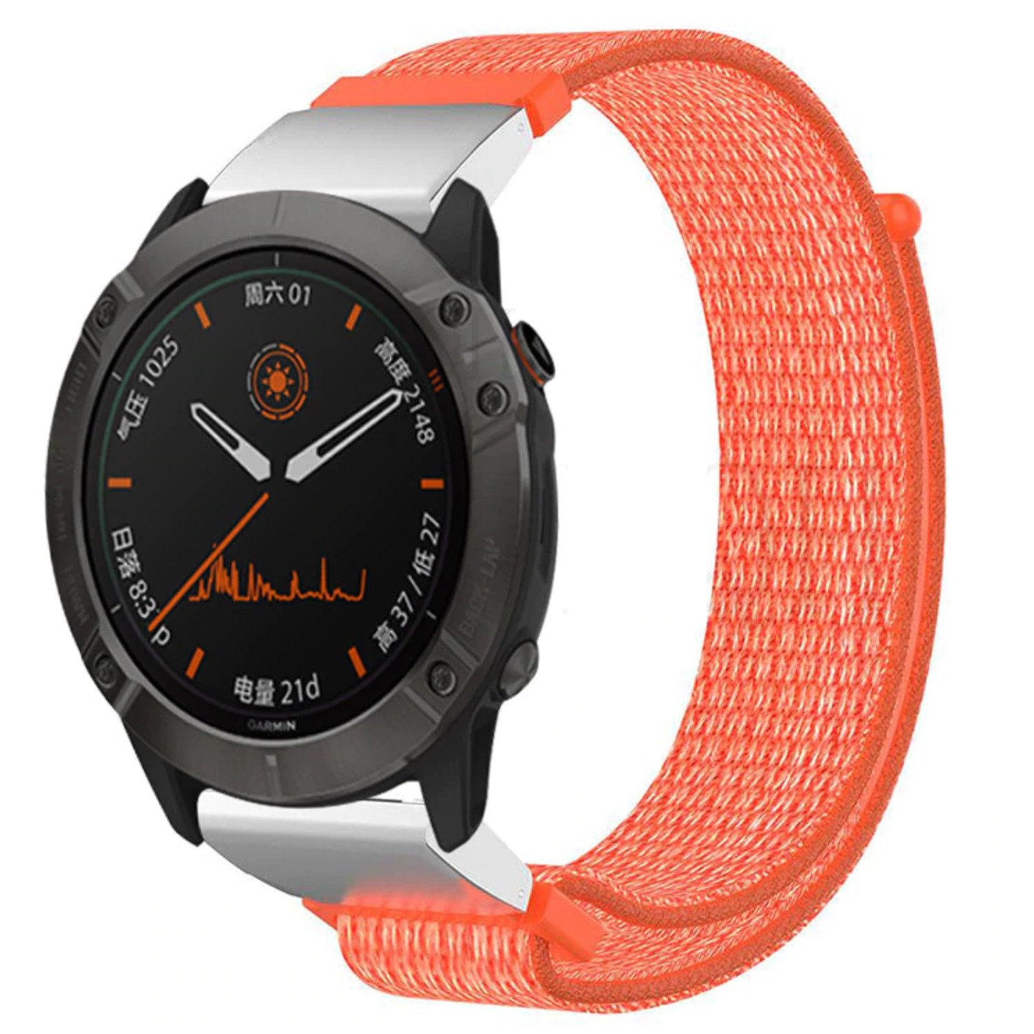 Bracelet en Siliconen (orange), adapté pour Garmin Fenix 5, Fenix 5 Plus,  Fenix 6