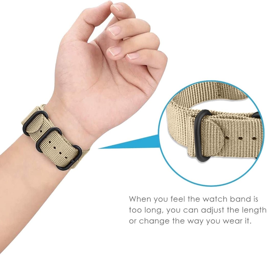 Strap-it Strap-it Bracelet nylon boucle Garmin Vivoactive 4 - 45mm - Sable