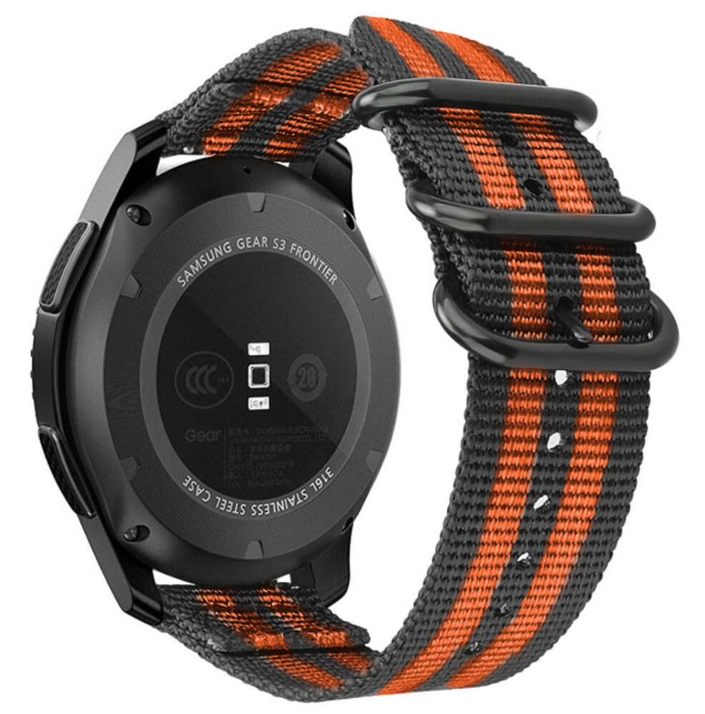 Strap-it Strap-it Bracelet nylon boucle Garmin Vivoactive 4 - 45mm - noir/orange Strap-it Strap-it Bracelet nylon boucle Garmin Vivoactive 4 - 45mm - noir/orange