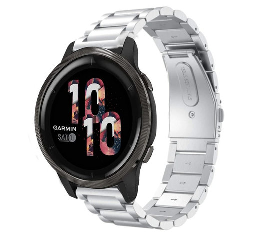 Strap-it Strap-it Bracelet acier Garmin Venu 2 - 45mm - argent