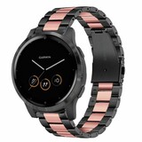 Strap-it Bracelet acier Garmin Vivoactive 4s - 40mm - noir/rose