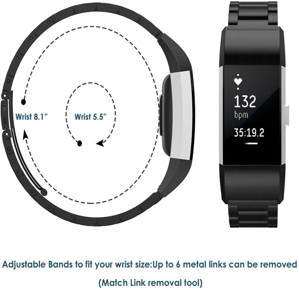 Strap-it Strap-it Bracelet acier Fitbit Charge 2 (noir)