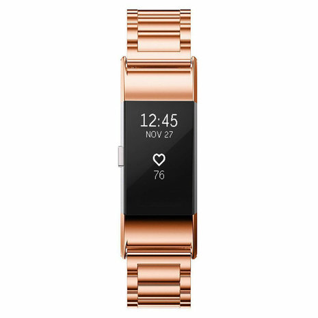 Strap-it Strap-it Bracelet acier Fitbit Charge 2 (or rose)