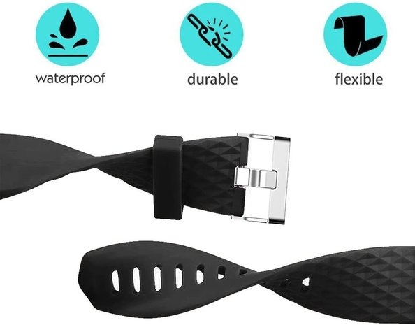 Strap-it Strap-it Bracelet silicone Fitbit Charge 2 Diamond (noir)