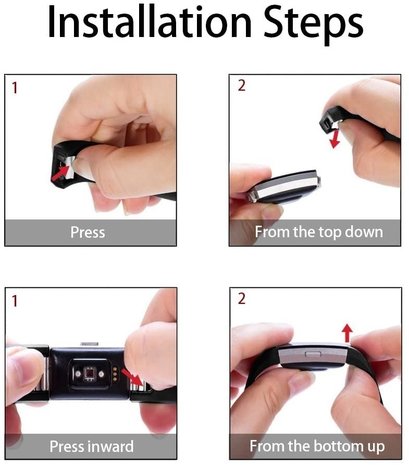 Strap-it Strap-it Bracelet silicone Fitbit Charge 2 Diamond (noir)