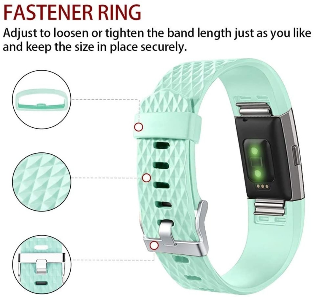 Strap-it Strap-it Bracelet silicone diamant Fitbit Charge 2 (aqua)